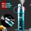 Plastic 2 In 1 Mist Spray Water Bottle For Cycling, Running, Gym, Hiking, Drinking, Kids Boys, Girls - BPA Free 400Ml Air Up Water Bottle Flavour With Spraying (Multicolor / 400 ML / 1 Pc) 